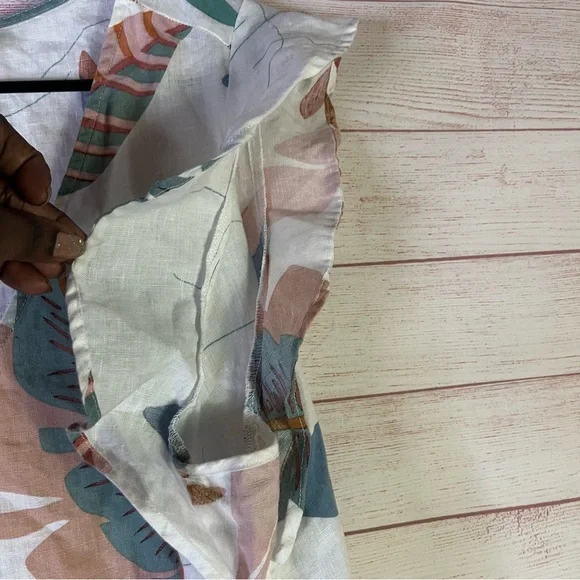 Cynthia Rowley 100% Linen Floral‎ Cap Sleeves Dress Size 2X - Picture 3 of 4